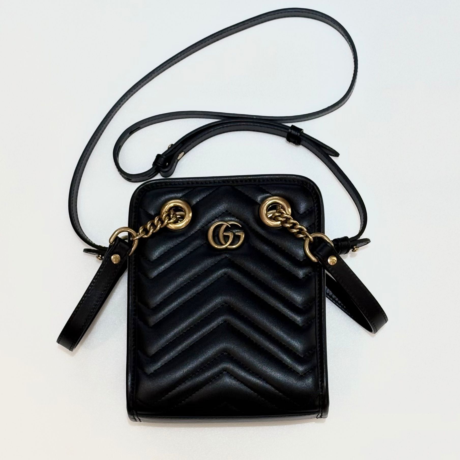 全新GUCCI GG MARMONT 696123 DTDHT 1000 黑色牛皮單肩包/手提包 #BRAND NEW #香榭站正品