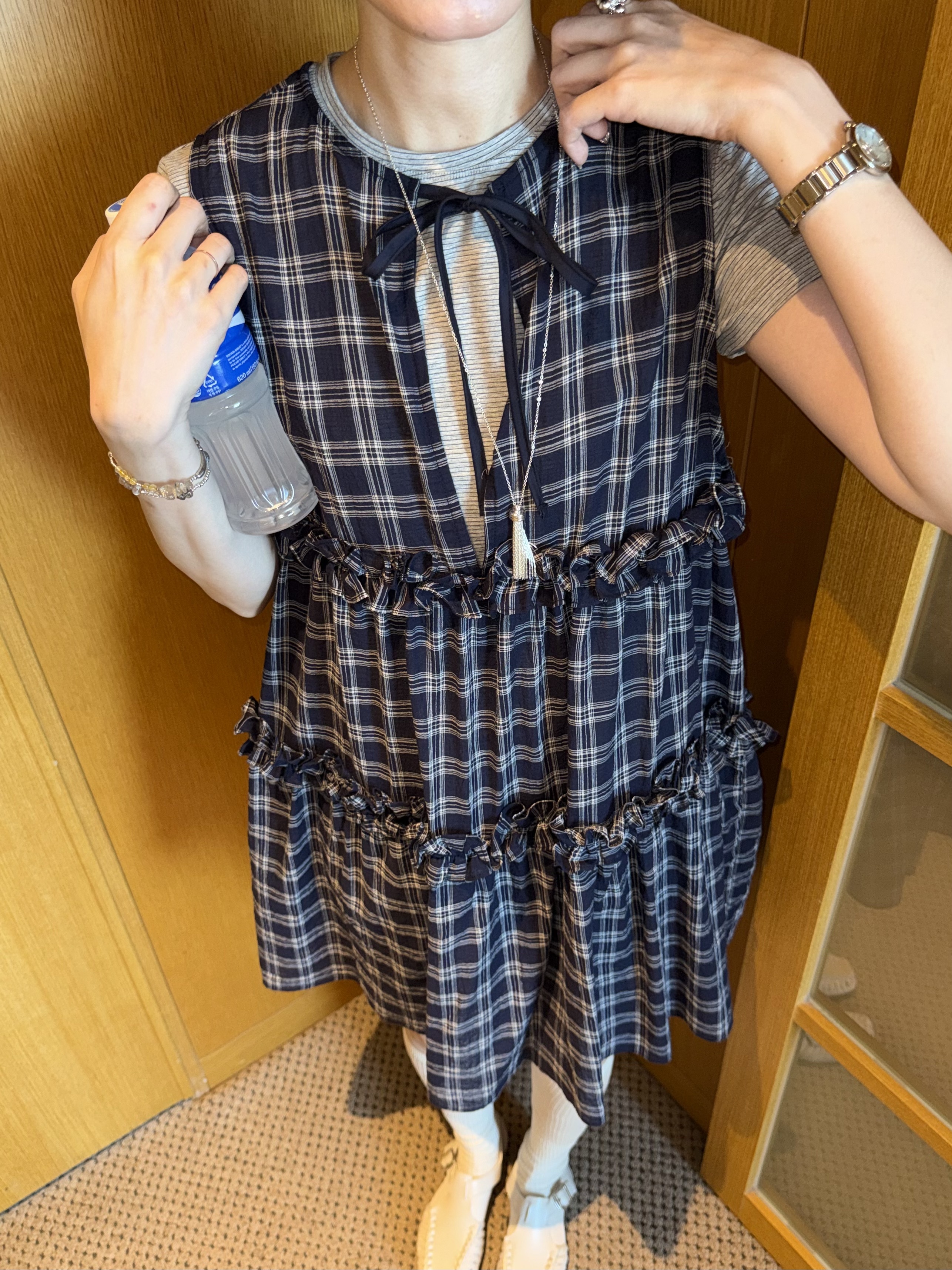 超級涼感棉麻格子洋/2色均碼/藍