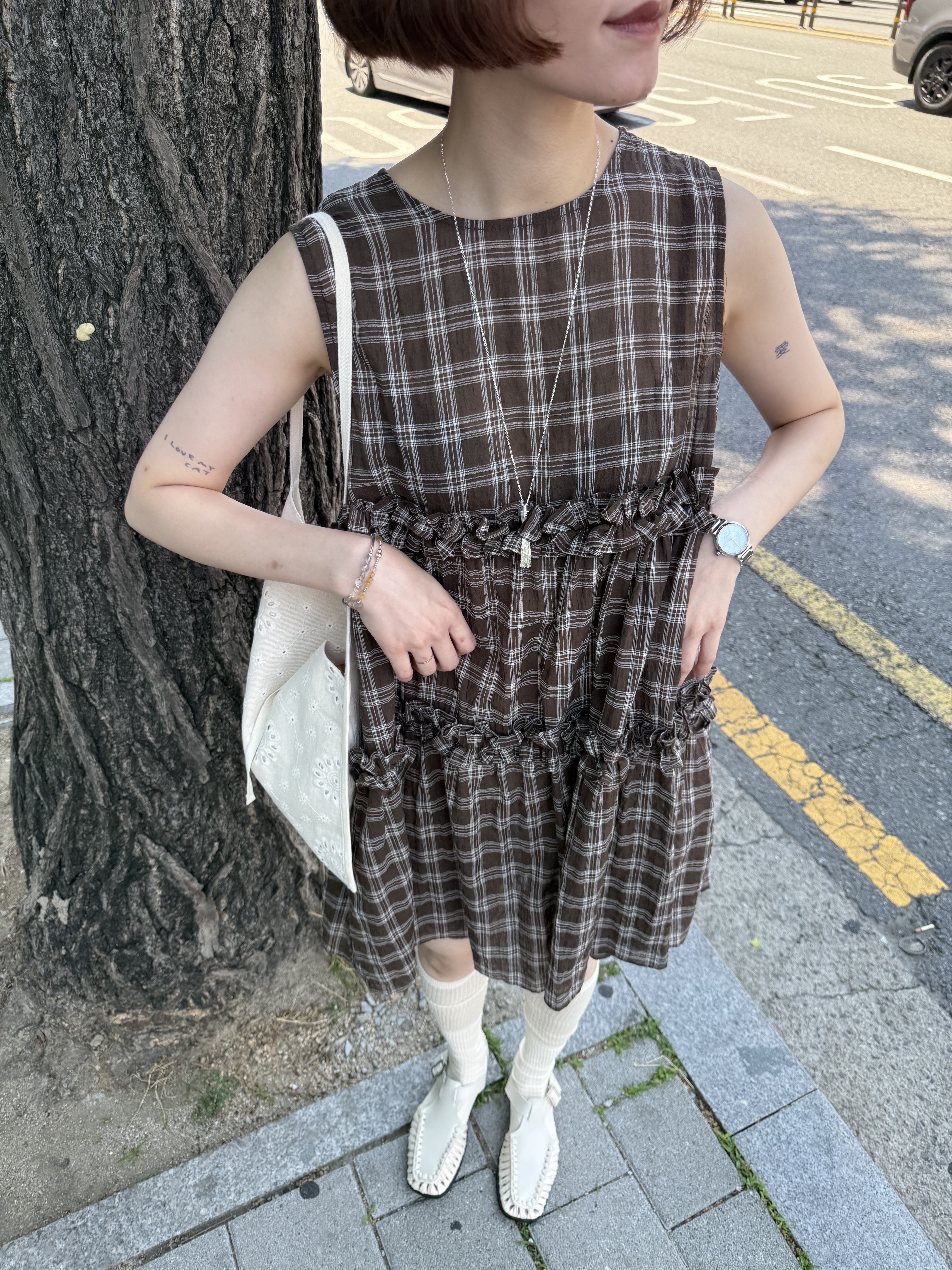 超級涼感棉麻格子洋/2色均碼/咖