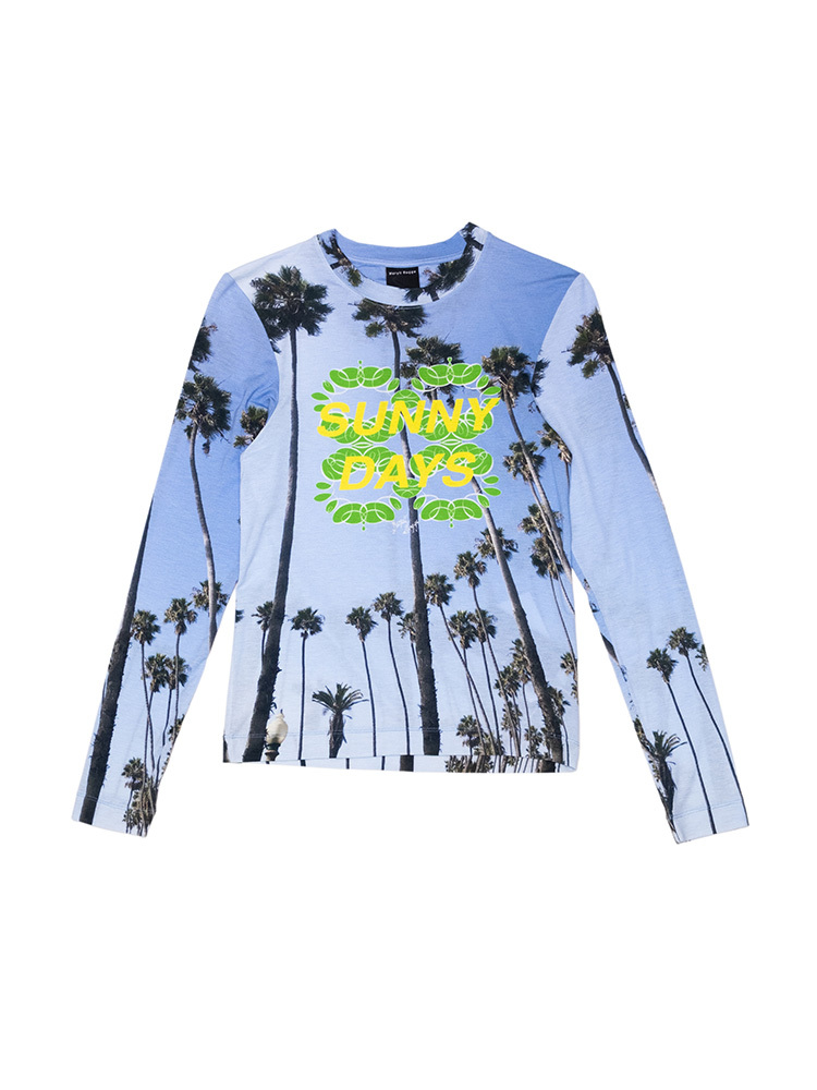 Fitted T-Shirt With Long Sleeves - Blue Multi