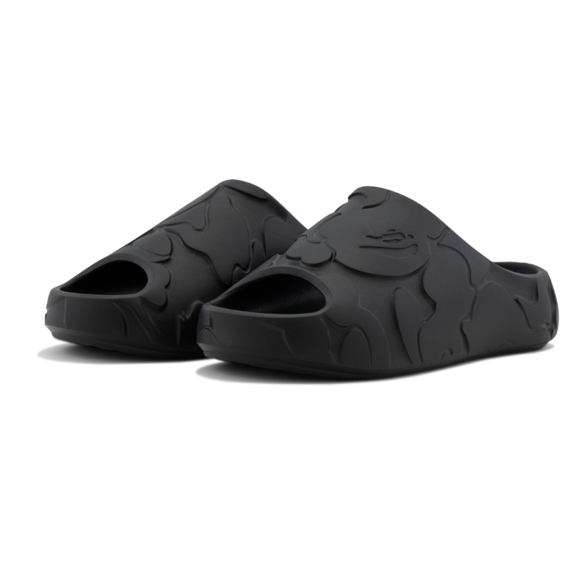 A BATHING APE BAPE SLIDE SOLID CAMO #1 猿人 純色迷彩壓紋 拖鞋 黑-(A4a)/卡其-(A1c)-1M30191323