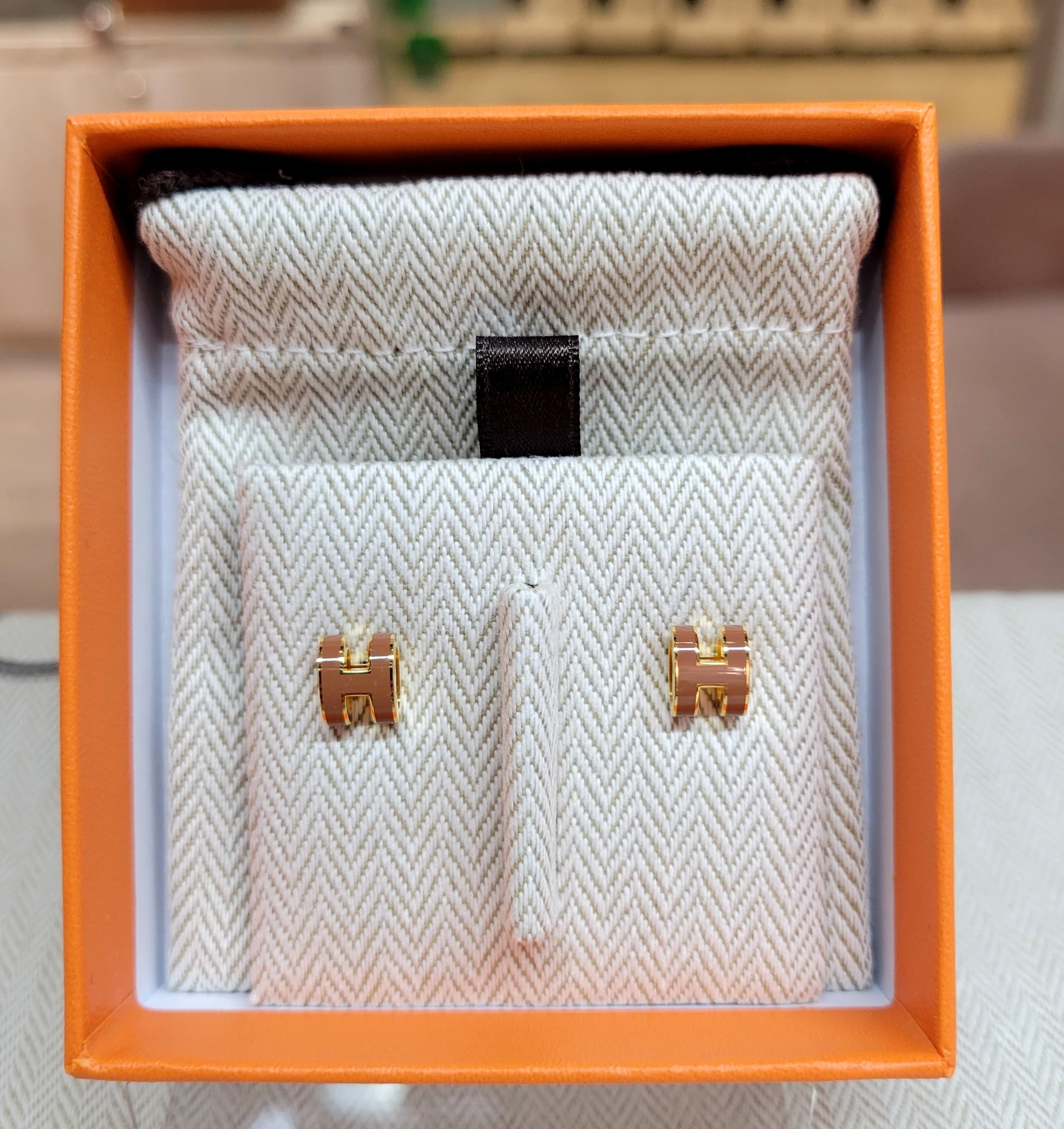 HERMES MINI POP H EARRINGS NEW GOLD F 金金