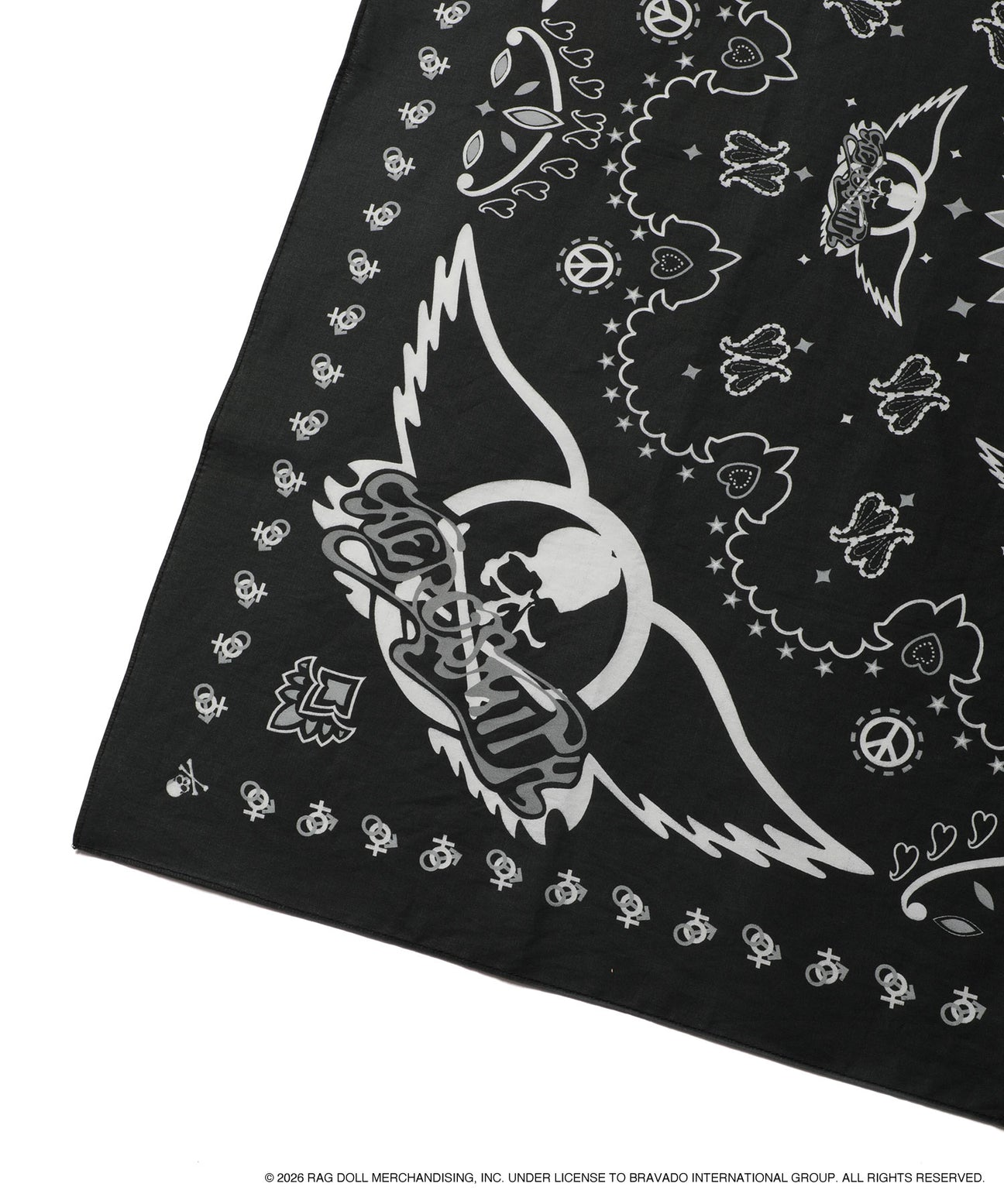 2026SS AEROSMITH × MASTERMIND WORLD Wing And Skull Logo Bandana 聯名 方巾 骷髏頭 現貨