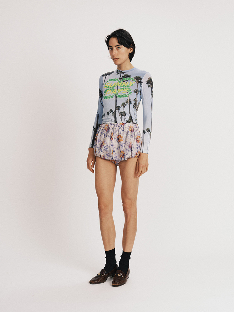 Fitted T-Shirt With Long Sleeves - Blue Multi
