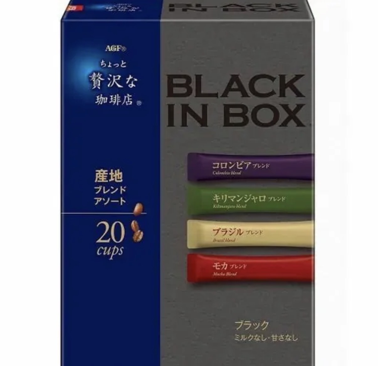 【連線優惠】JP AGF Black In Box 四種產地風味 即溶黑咖啡 20條 3502 TK260530