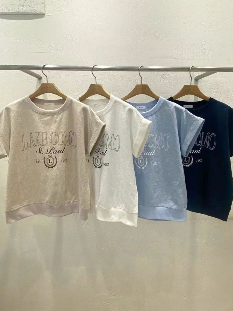 LAKE COMO字母刺繡棉麻系列★涼感棉麻質感上衣