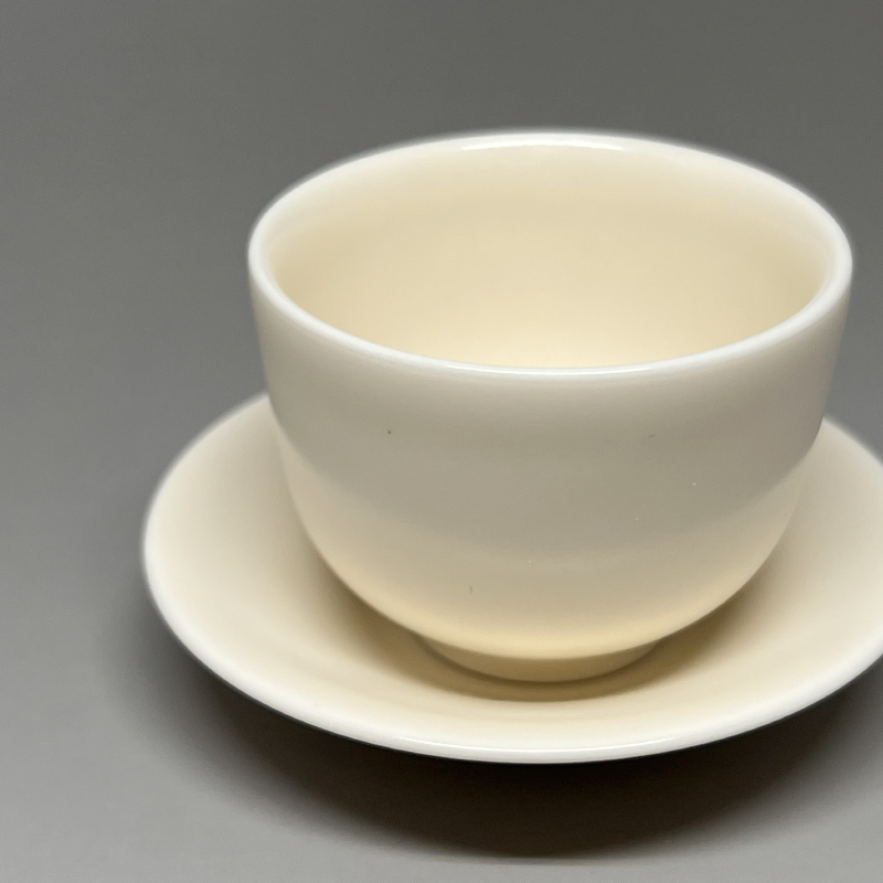 茶香自在】曉芳窯蔡曉芳大師早期作品定白直口小杯六杯六托套組禮盒裝