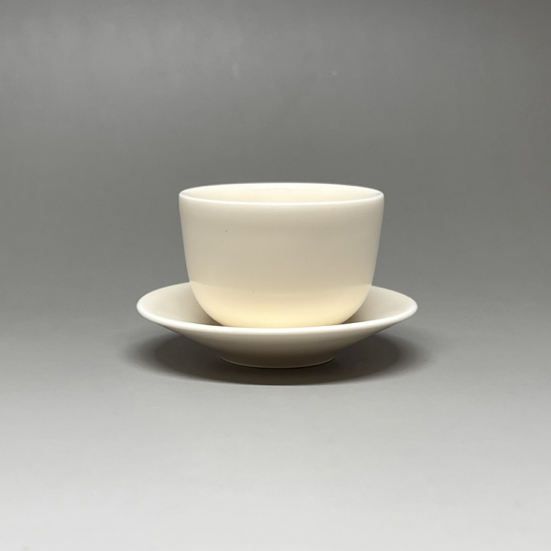 茶香自在】曉芳窯蔡曉芳大師早期作品定白直口小杯六杯六托套組禮盒裝