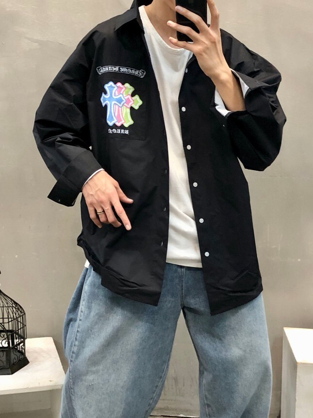 Triple Neon Cross Gothic Letter Shirt
