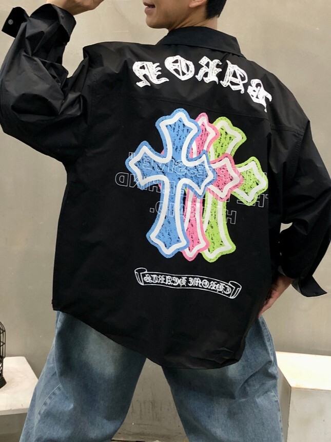 Triple Neon Cross Gothic Letter Shirt