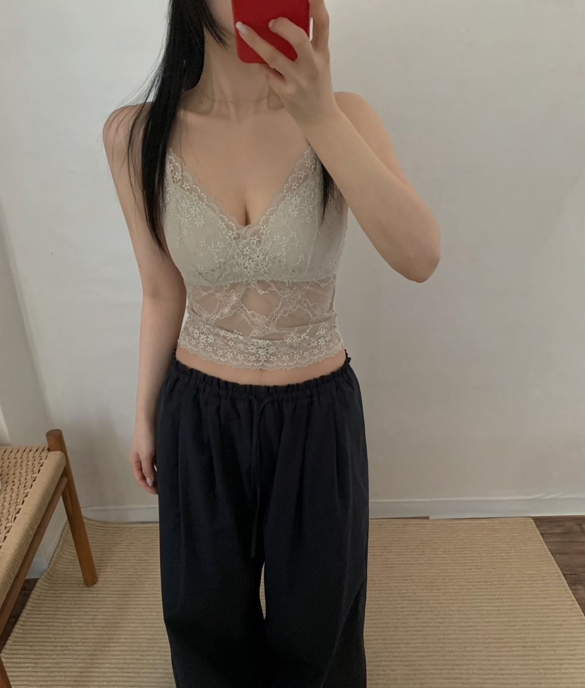 V領蕾絲透膚BRA背心