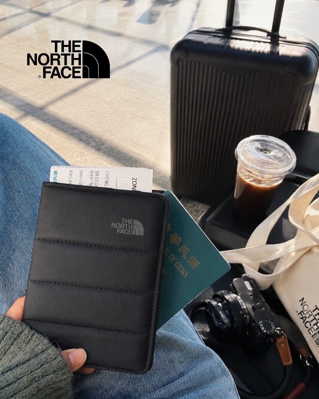 ｜🔥限量50個！｜The North Face 黑化Logo 衍縫 護照夾