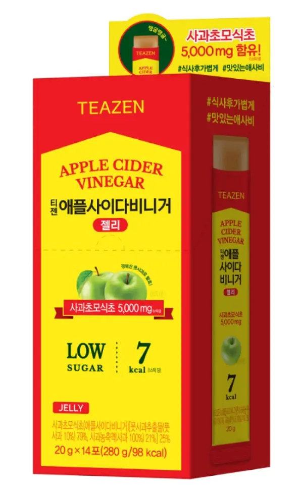 TEAZEN 晶透蘋果醋機能果凍條 #一盒14包