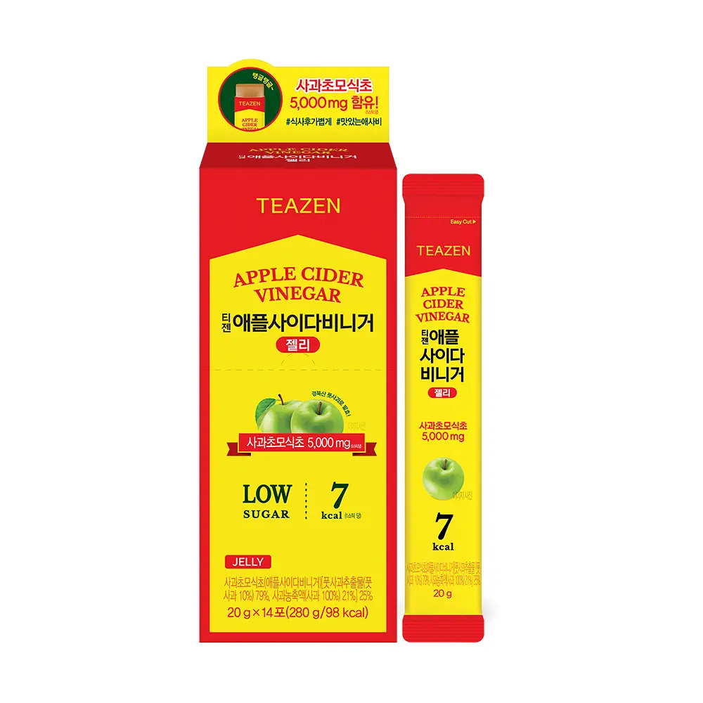 TEAZEN 晶透蘋果醋機能果凍條 #一盒14包