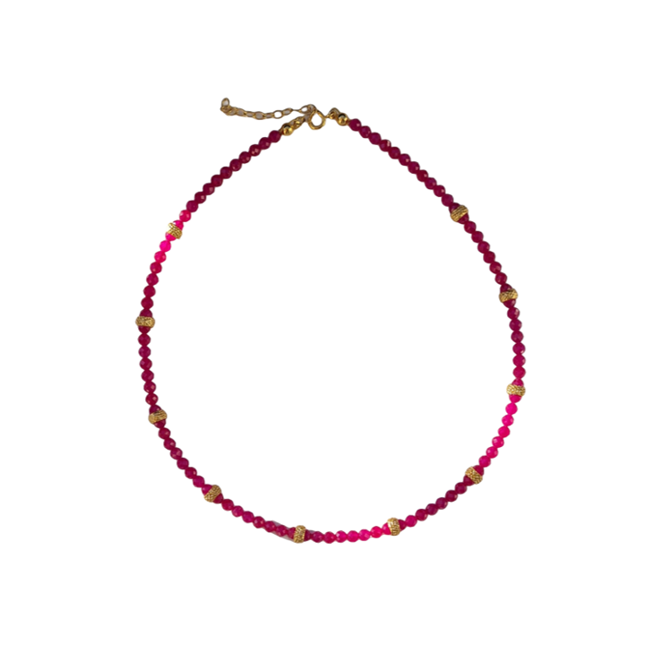1TA0530-429 [THALLO] Garden Tree Necklace with 10 Stone Discs in a Row Sterling Silver 925 Red #s845b (EU)
