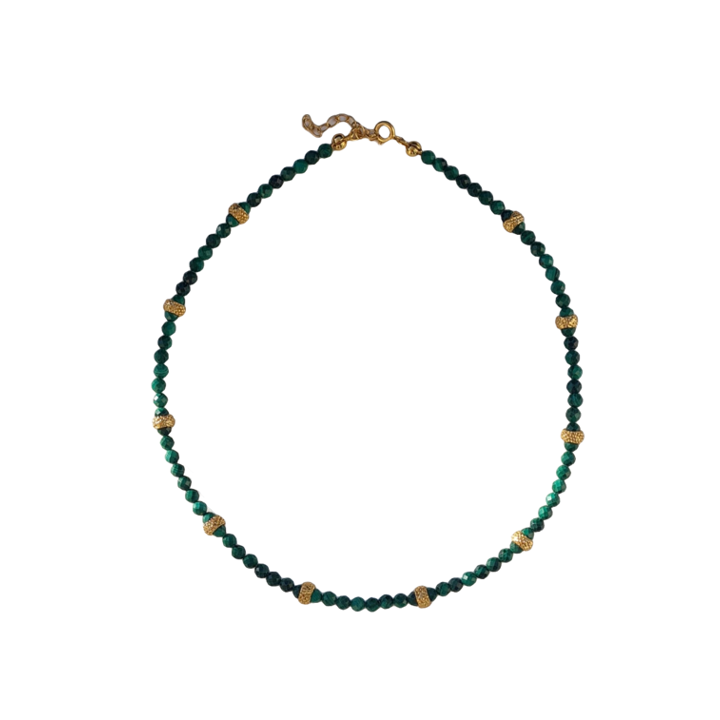 1TA0530-430 [THALLO] Garden Tree Necklace with 10 Stone Discs in a Row Sterling Silver 925 Green #s845b (EU)
