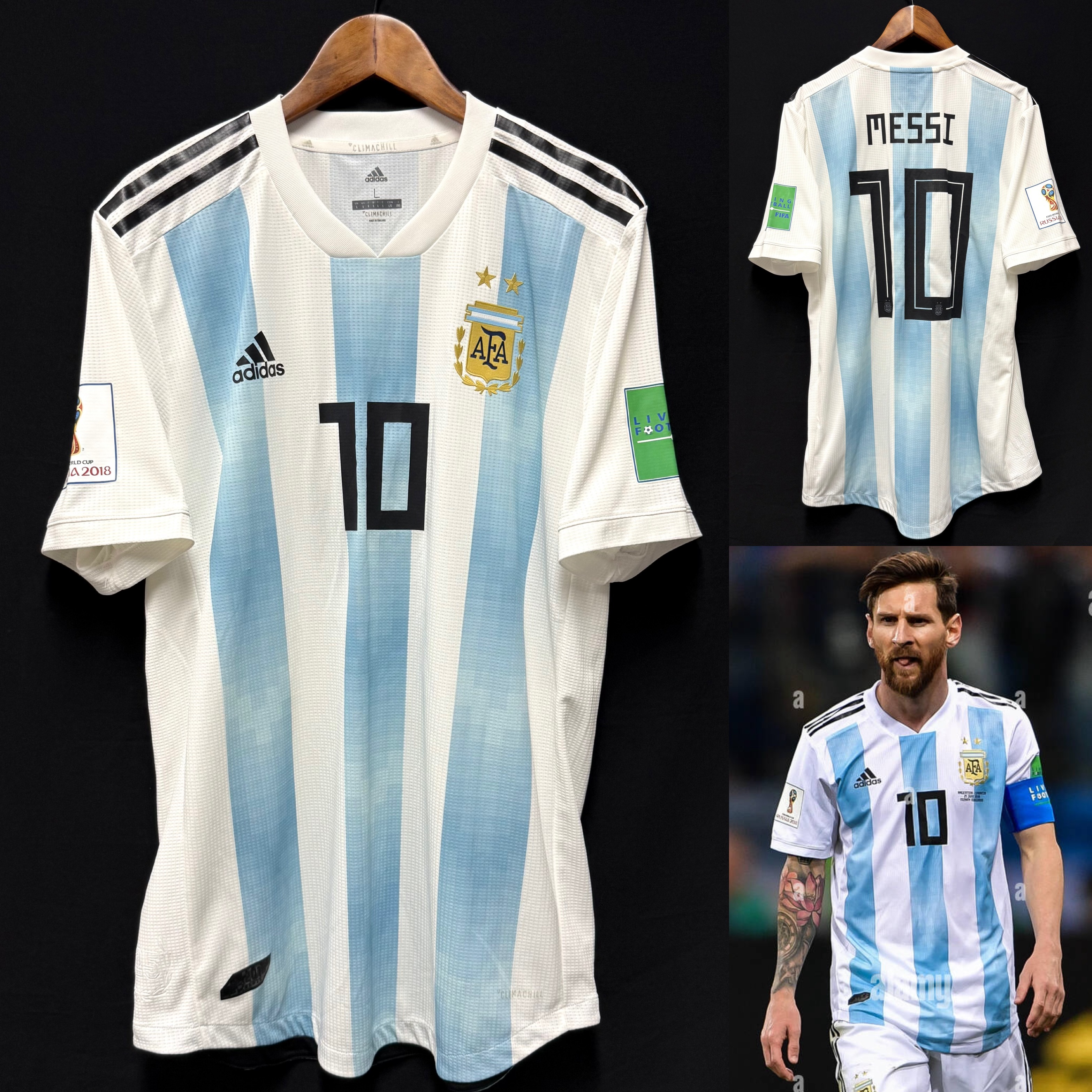 Argentina 2018 FIFA World Cup Adidas Home Authentic Player Shirt #10 MESSI