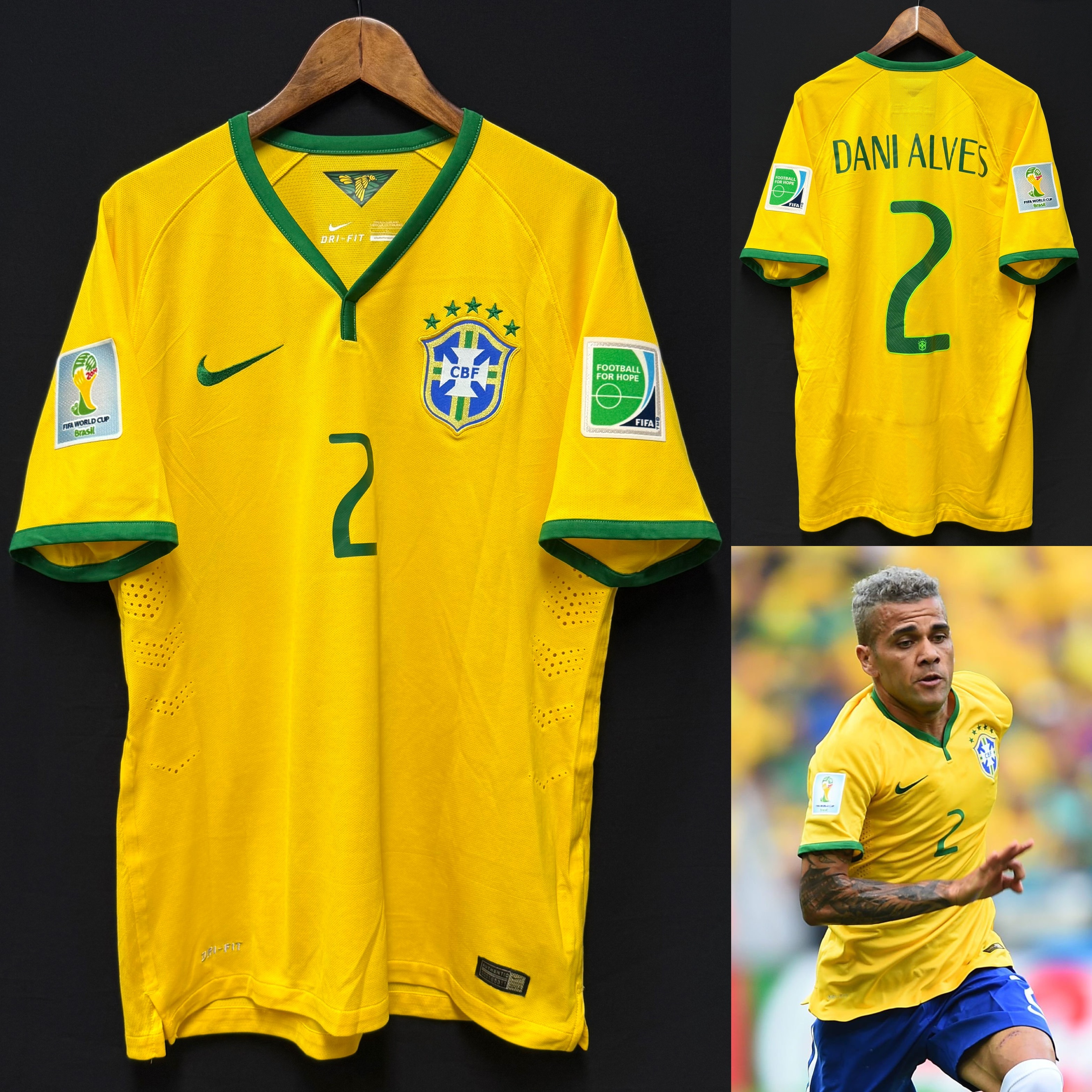 Brazil 2014 FIFA World Cup Nike Authentic Player Shirt #2 DANI ALVES
