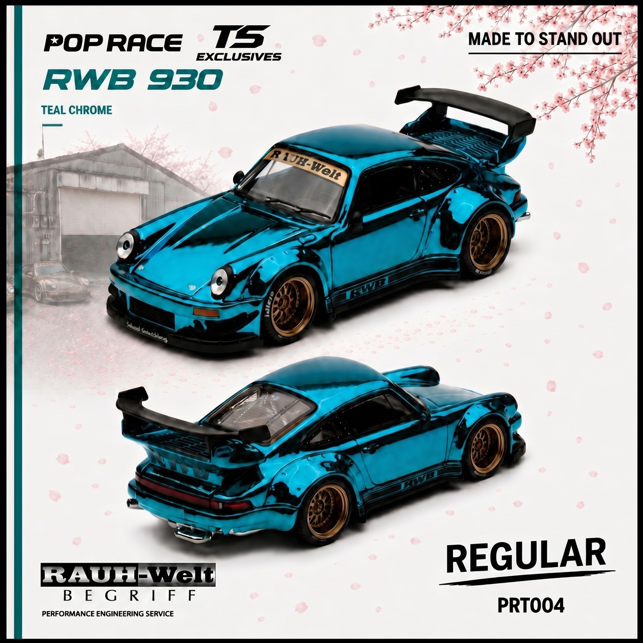 PO-$124 * POP RACE * 1:64 RWB930 TEAL CHROME