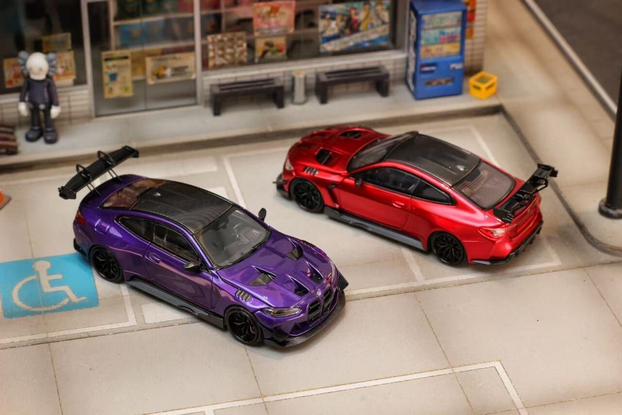 PO-$150 * STREET WEAPON * 1:64 BMW M4 G82 GTR FLOSSMANN AUTO DESIGN WIDEBODY FLASH PURPLE