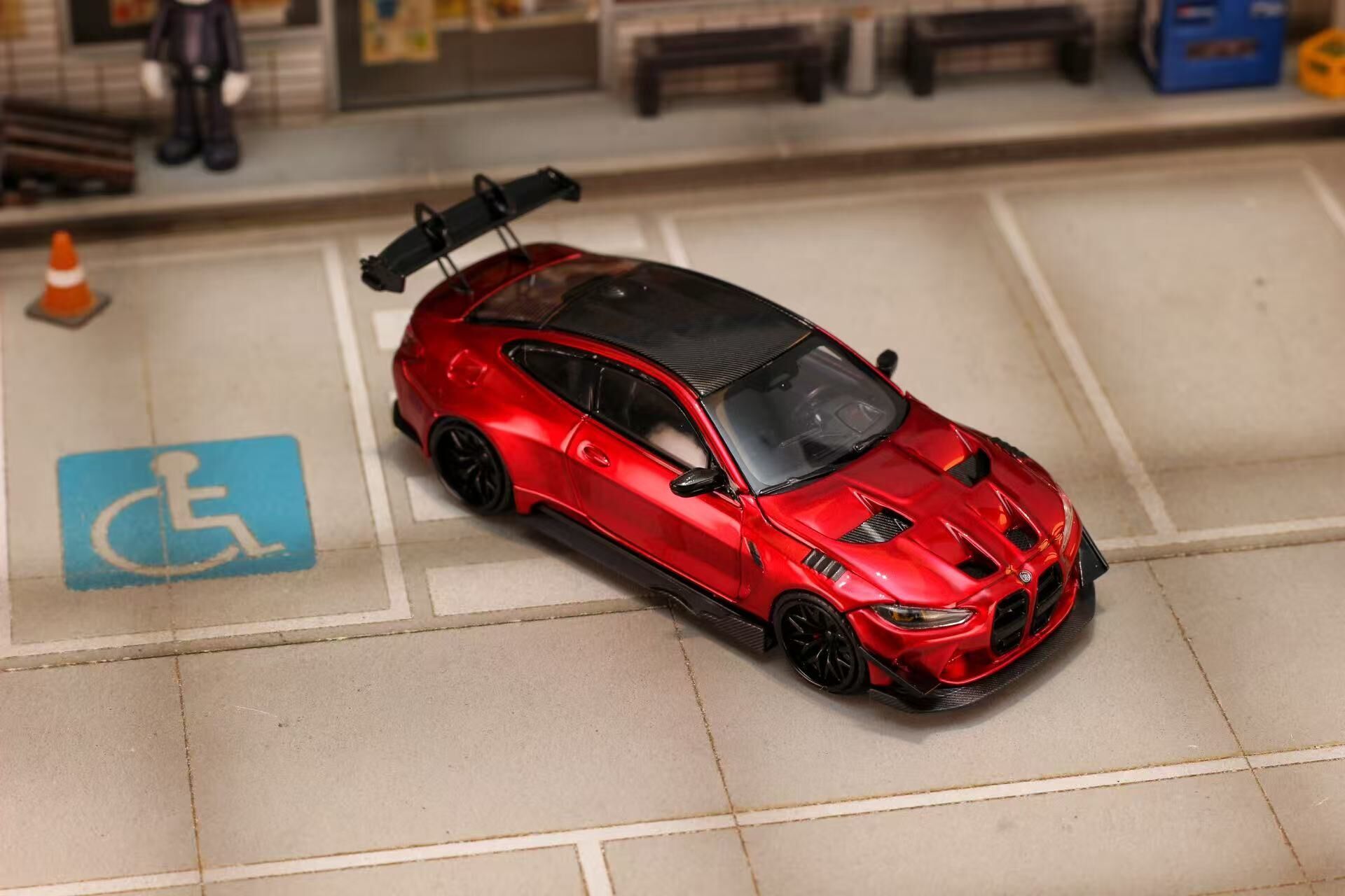 PO-$150 * STREET WEAPON * 1:64 BMW M4 G82 GTR FLOSSMANN AUTO DESIGN WIDEBODY TRANSPARENT RED