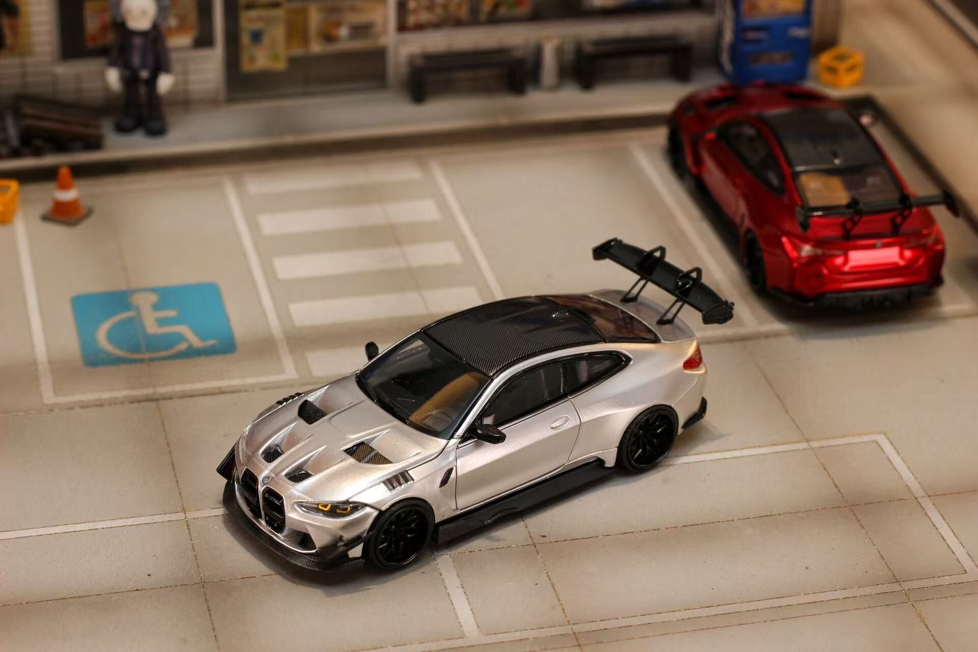 PO-$150 * STREET WEAPON * 1:64 BMW M4 G82 GTR FLOSSMANN AUTO DESIGN WIDEBODY SILVER
