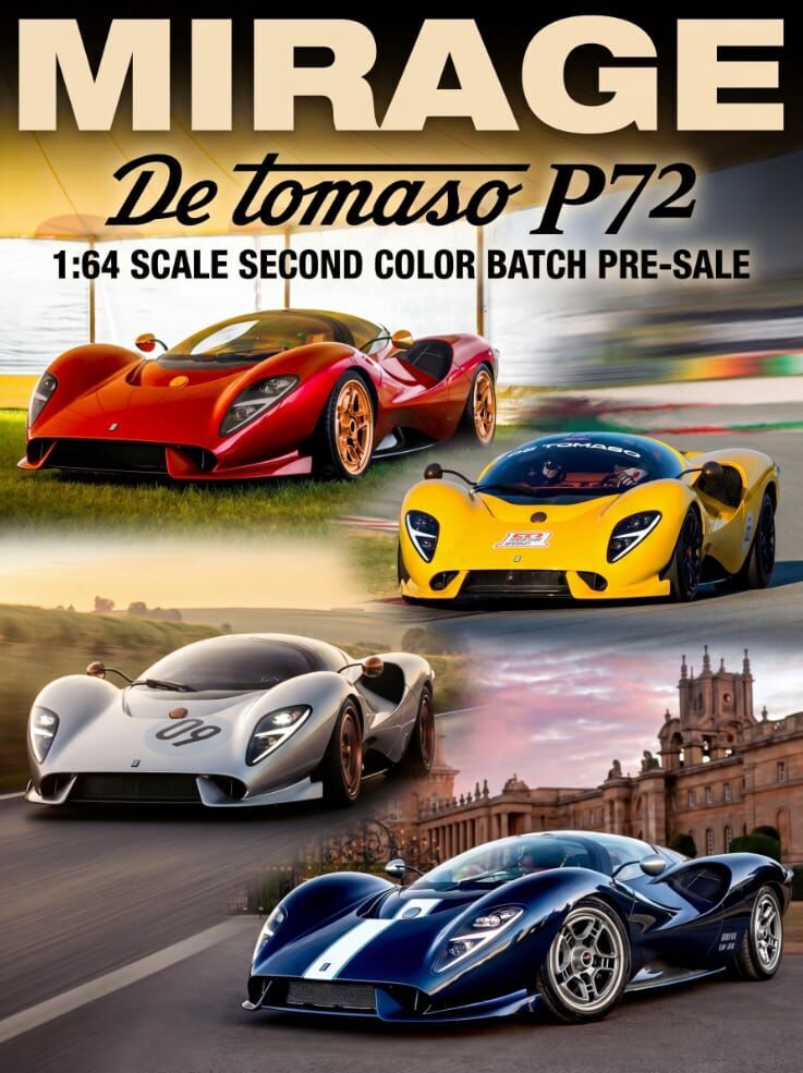PO-$160 * MIRAGE * 1:64 DE TOMASO P72 METALLIC RED