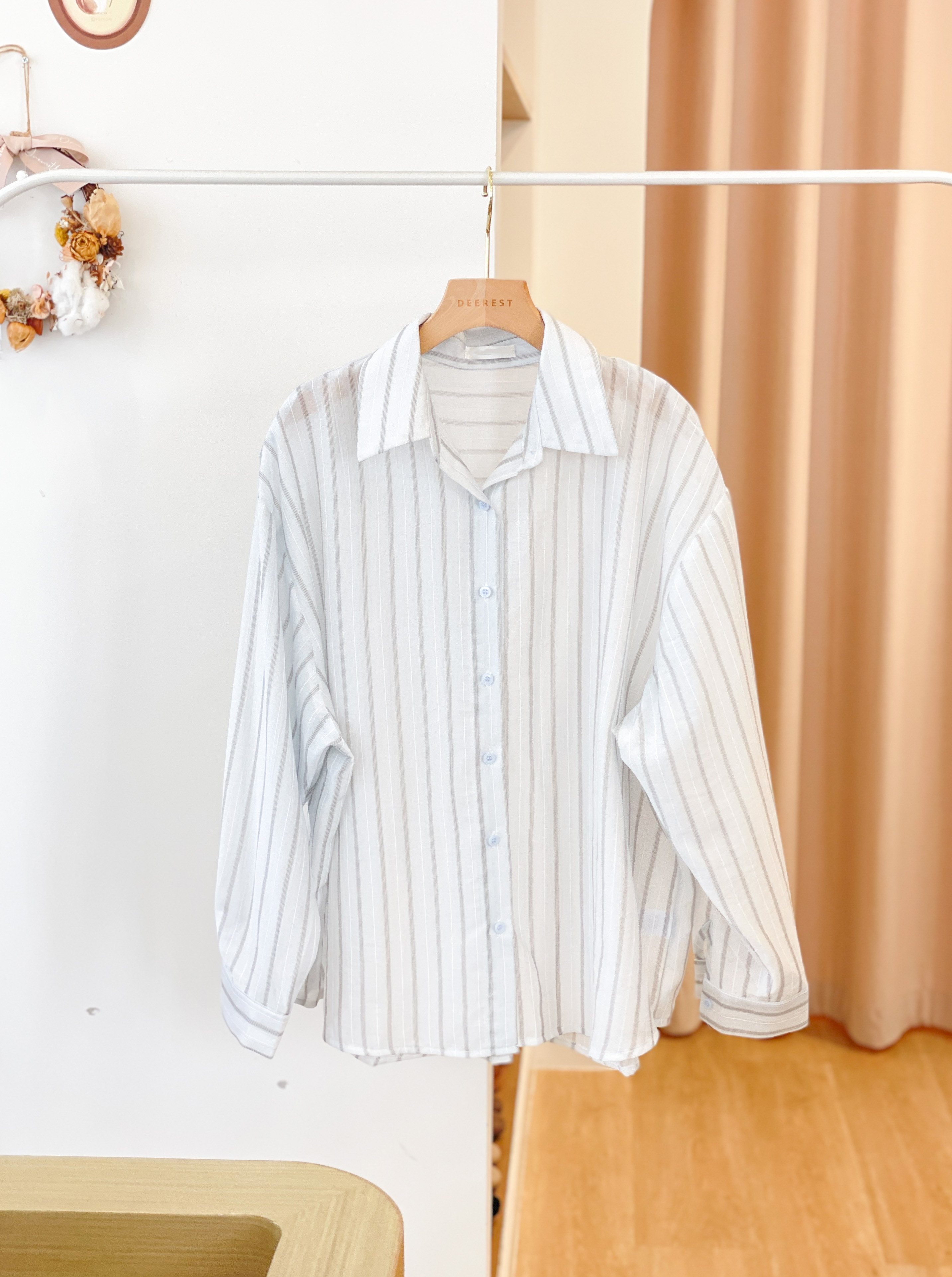 JK297 Airy Silhouette Sheer Shirt