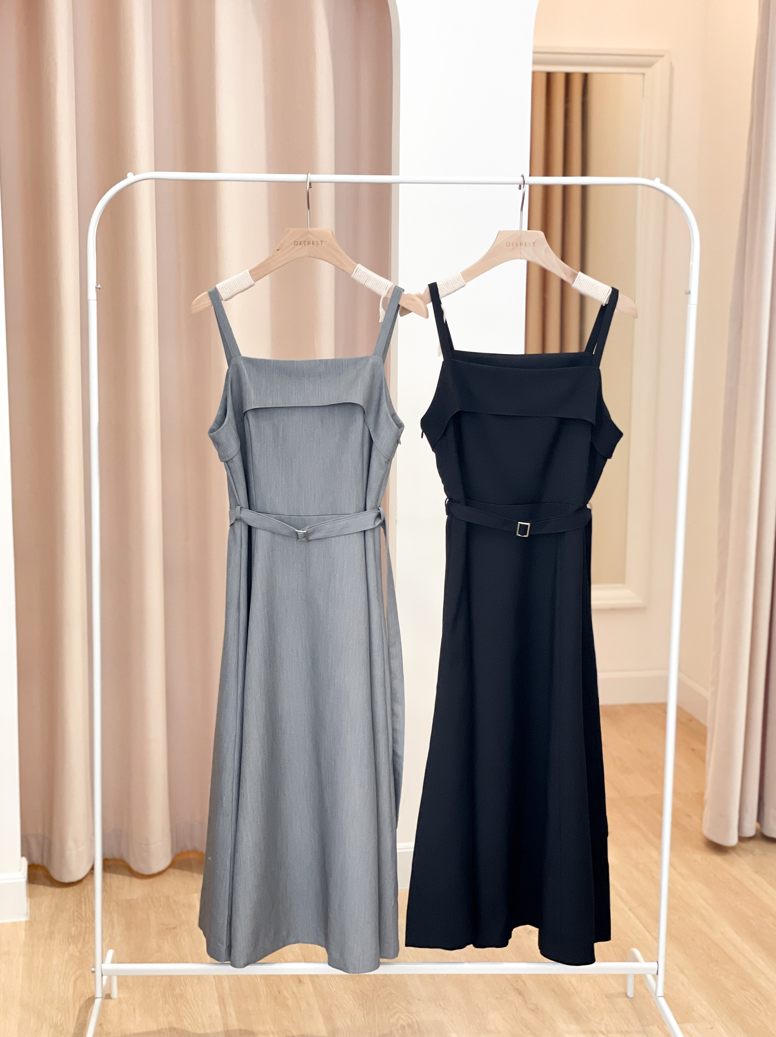 OP710 Urban Minimalist Belted Slip Dress