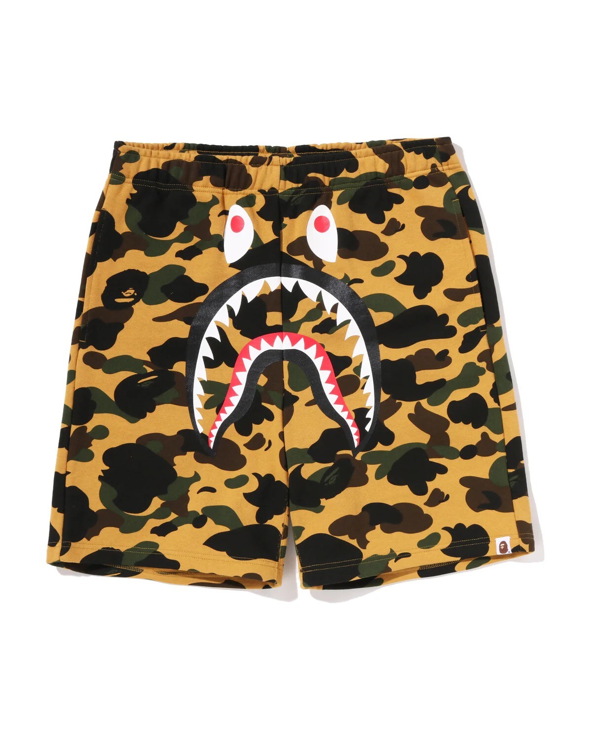 A BATHING APE 1ST CAMO  SHARK SWEAT SHORTS SS26  迷彩 鯊魚 短褲 綠迷彩/黃迷彩-0ZXSPM0055310