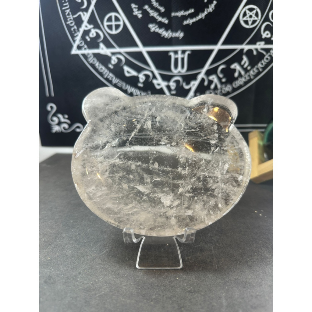 HKHG0531-066 白水晶熊仔頭碟 (XL size)130x120 ×14 mm (A52)