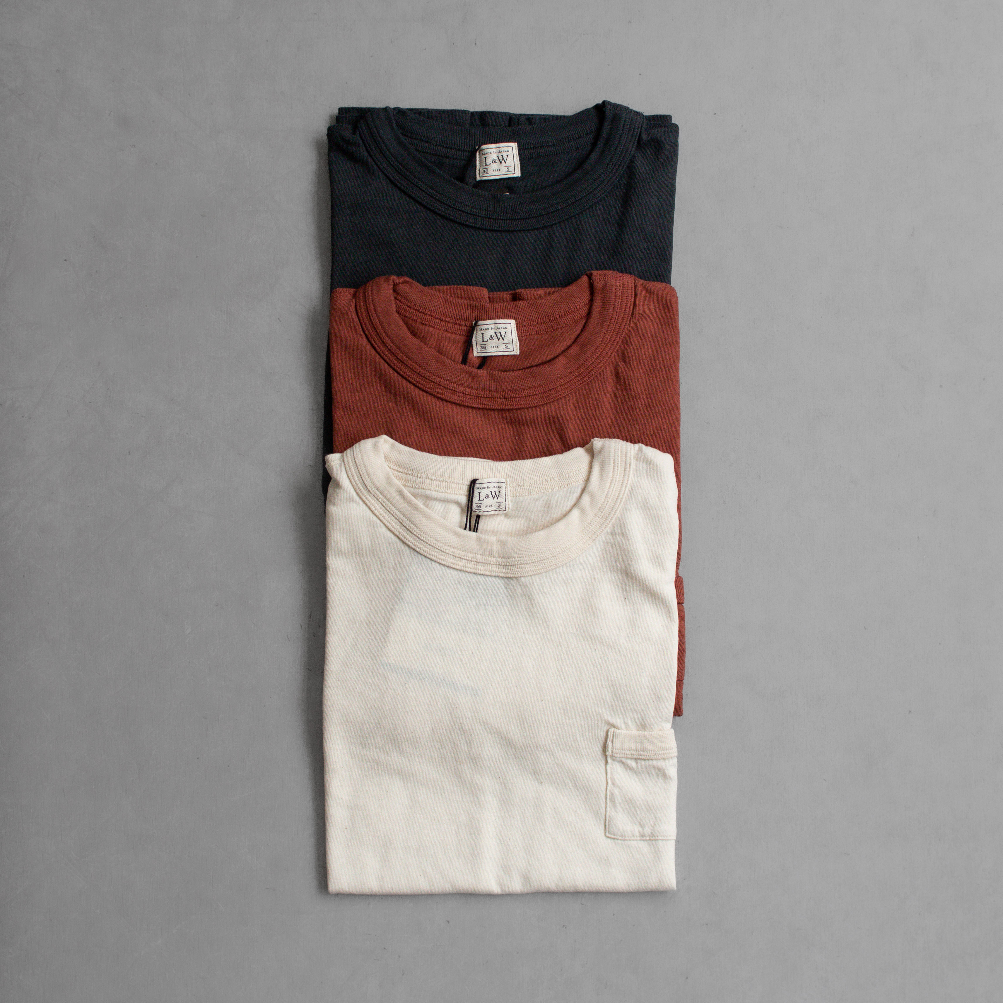 LOOP & WEFT LOOP WHEELED DOUBLE BINDER POCKET 羅紋 圓領 口袋 T恤 三色