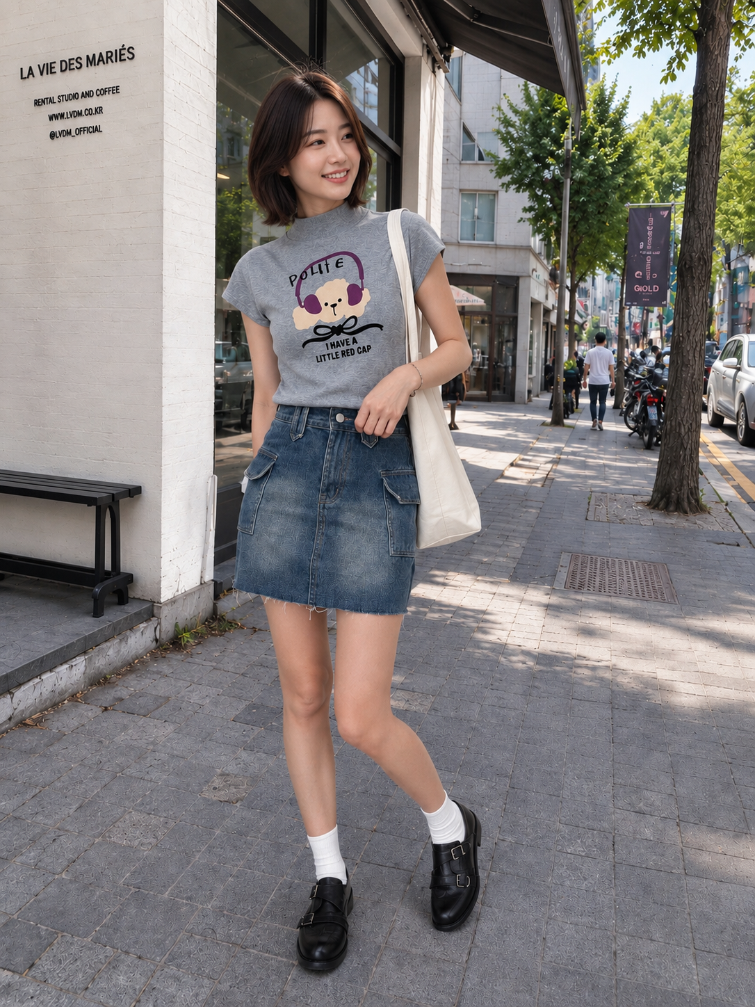 DENIM CARGO SHORT SKIRT