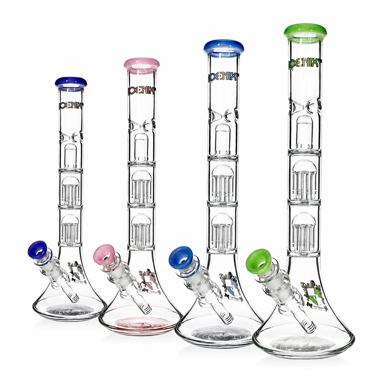 🇺🇸Phoenix Star - Phx10 Double Tree-perc w/ Ice Pinch Glass Bong 雙重過濾水煙壺