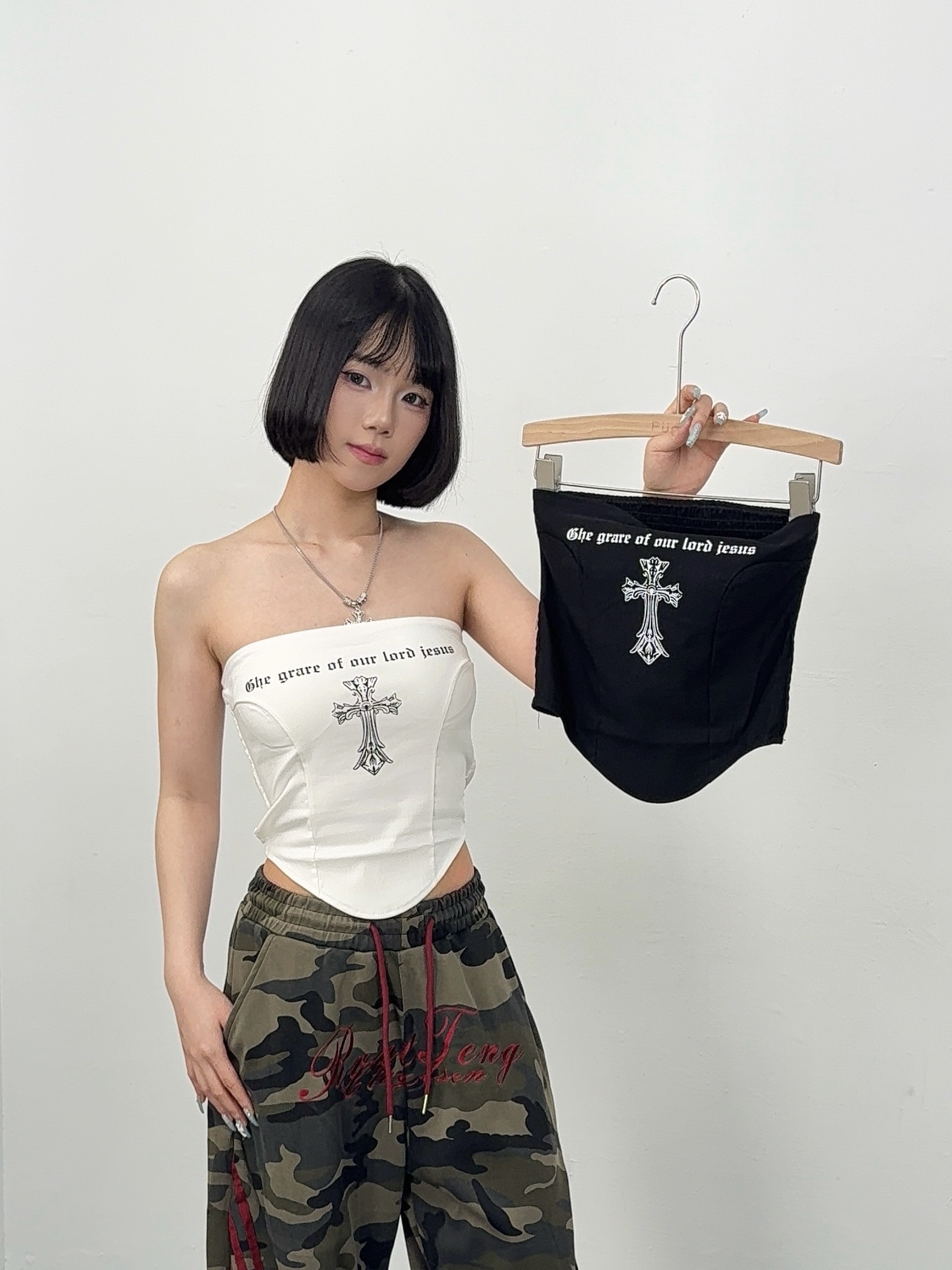 G10十字胸墊辣妹平口上衣