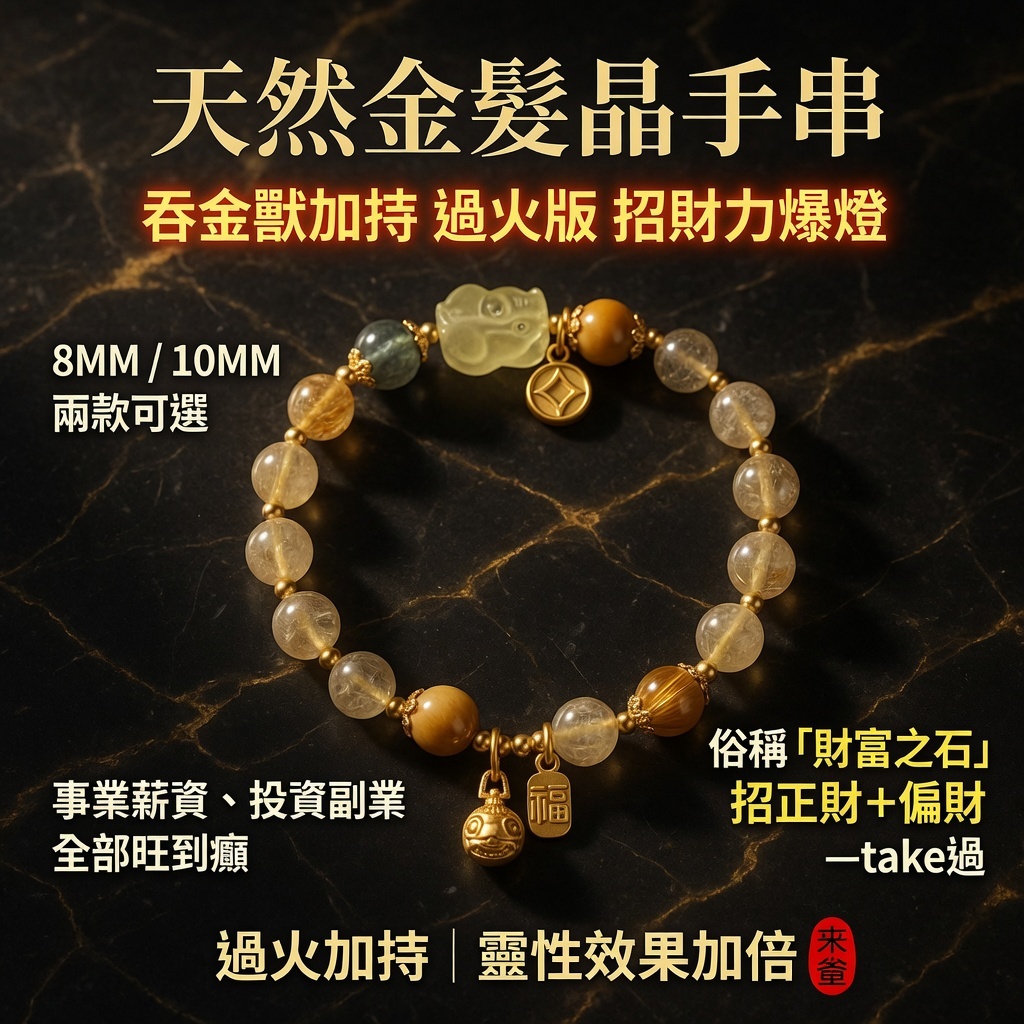 天然金髪晶手串｜吞金獸加持