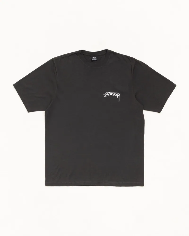 -(B3a02)-STUSSY SKATE STACK PIGMENT DYED TEE RELAXED FIT 滑板插圖 寬鬆版 草寫T 黑色-1905178