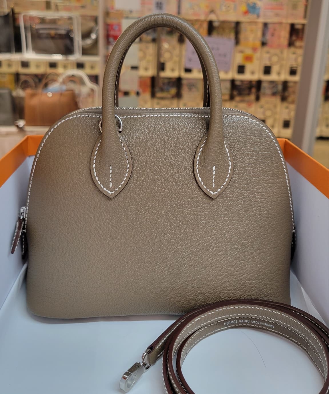 HERMES MINI BOLIDE ETOUPE CK MYSORE 大象灰銀扣
