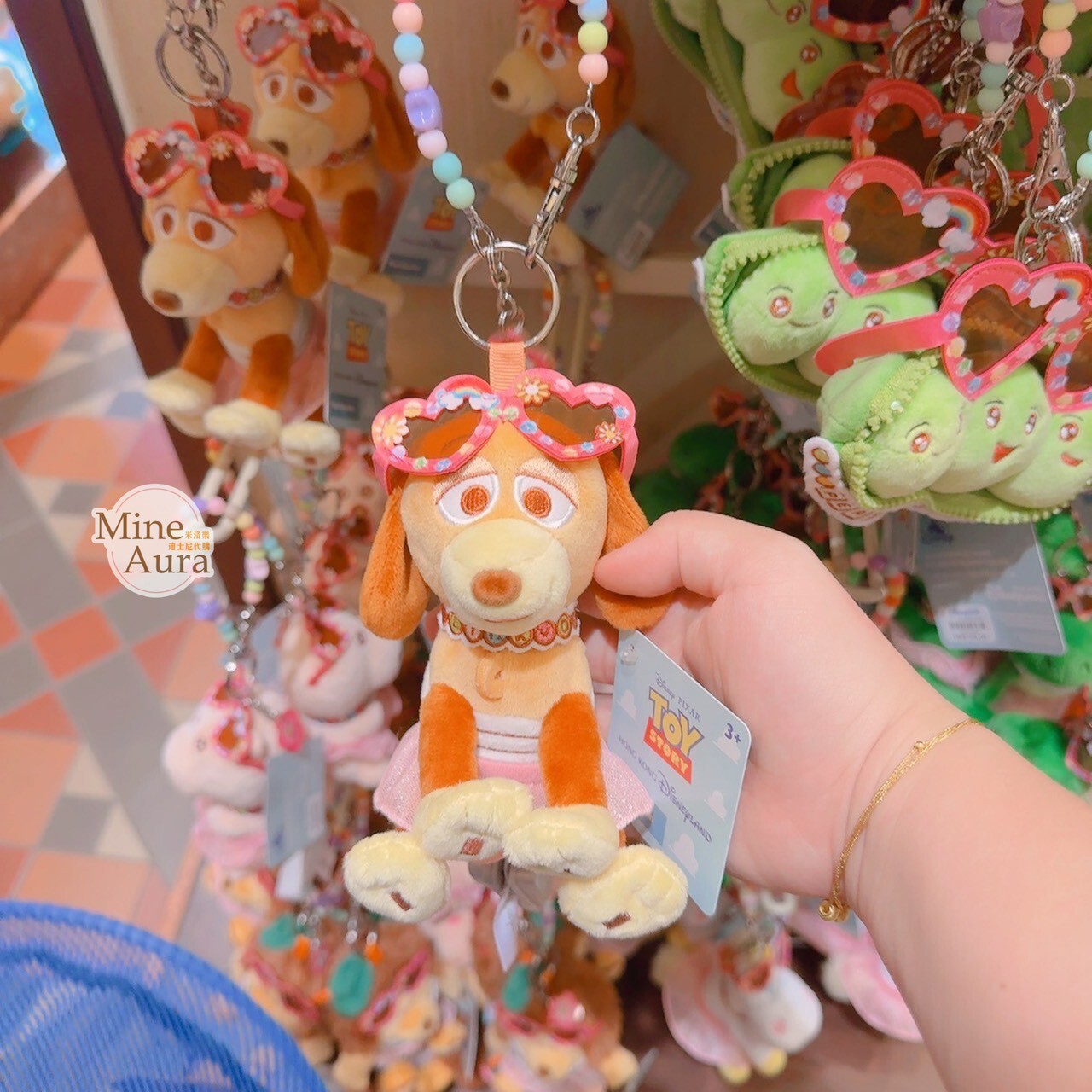 彈簧狗 Slinky Dog 愛心眼鏡 造型 絨毛 吊飾 鑰匙圈 玩具總動員 Toy Story -香港迪士尼樂園