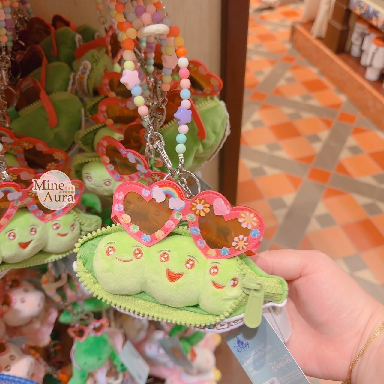 豌豆三兄弟 Peas-in-a-Pod 愛心眼鏡 造型 絨毛 吊飾 鑰匙圈 玩具總動員 Toy Story -香港迪士尼樂園