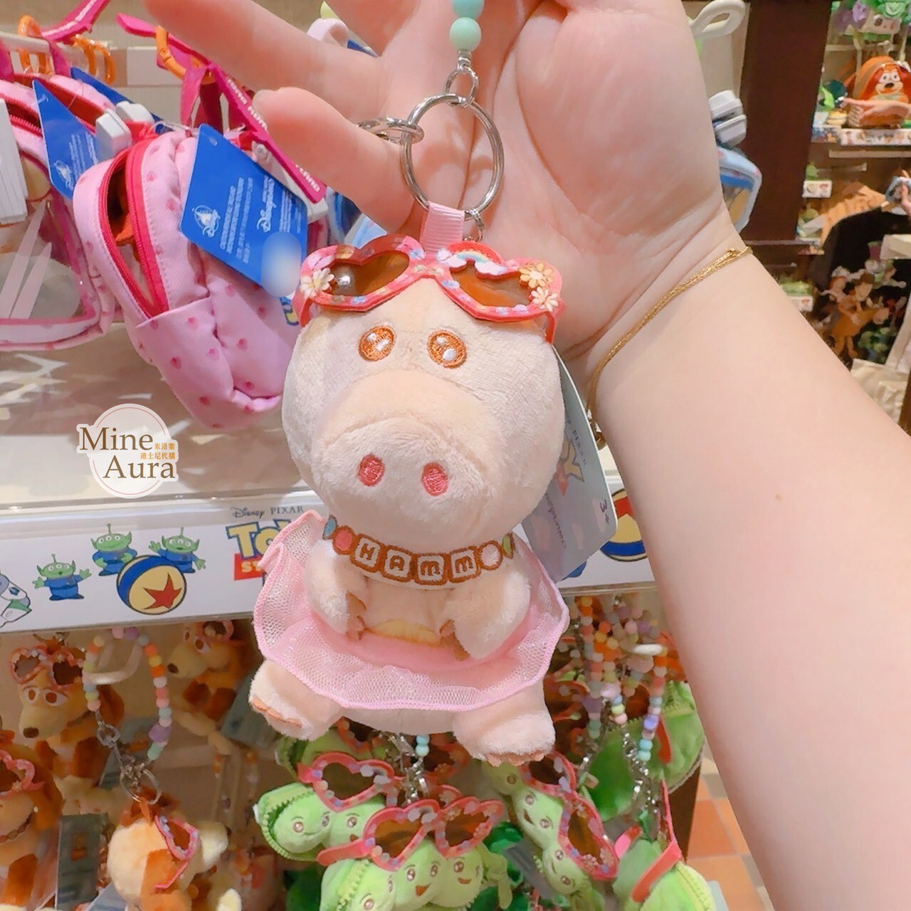 火腿豬 Ham 愛心眼鏡 造型 絨毛 吊飾 鑰匙圈 玩具總動員 Toy Story -香港迪士尼樂園