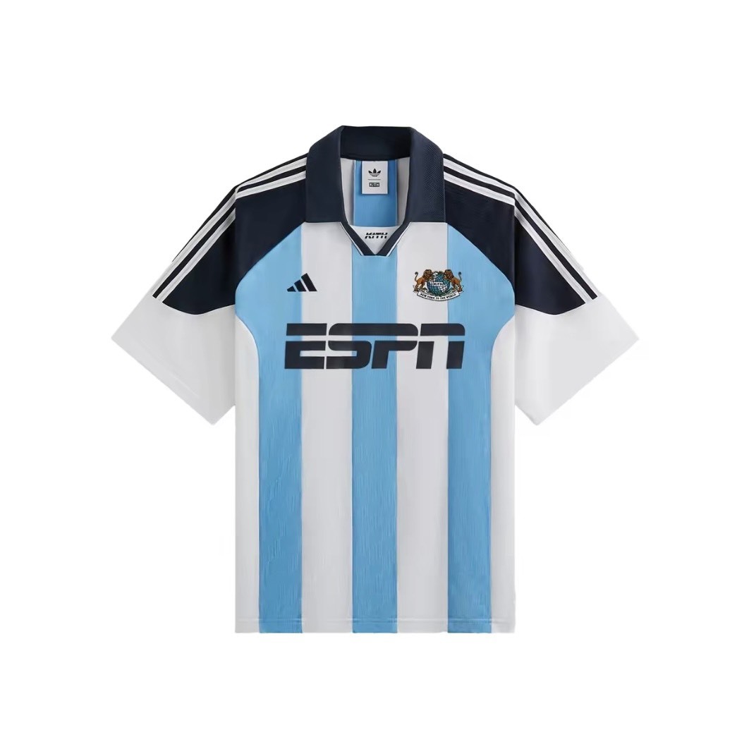 【代購】adidas Originals × Kith Football ESPN Jersey  聯名條紋足球衣｜白藍配色
