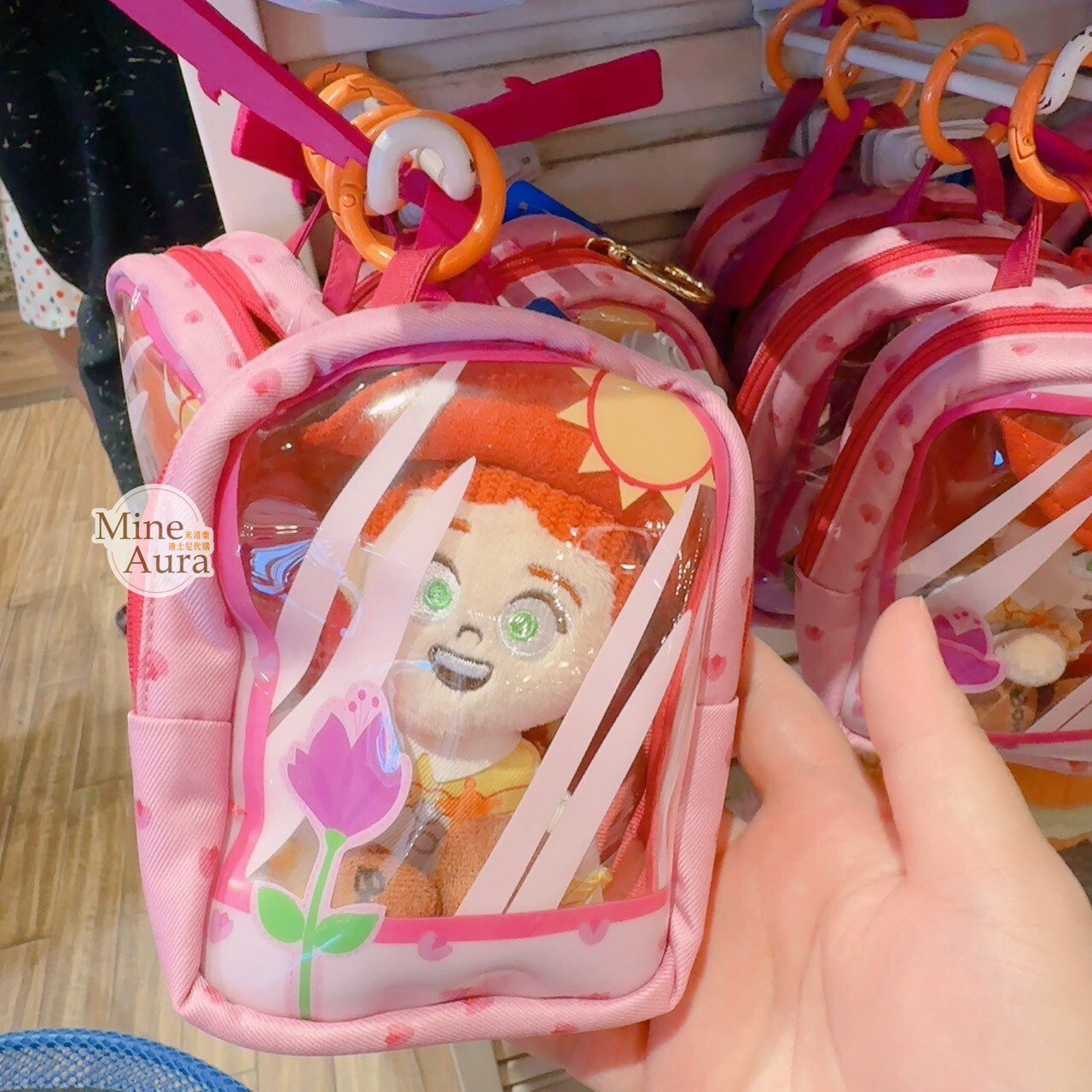 翠絲 Jessie 絨毛 鑰匙圈 吊飾 + 透明 收納包 娃包 玩具總動員 Toy Story -香港迪士尼樂園