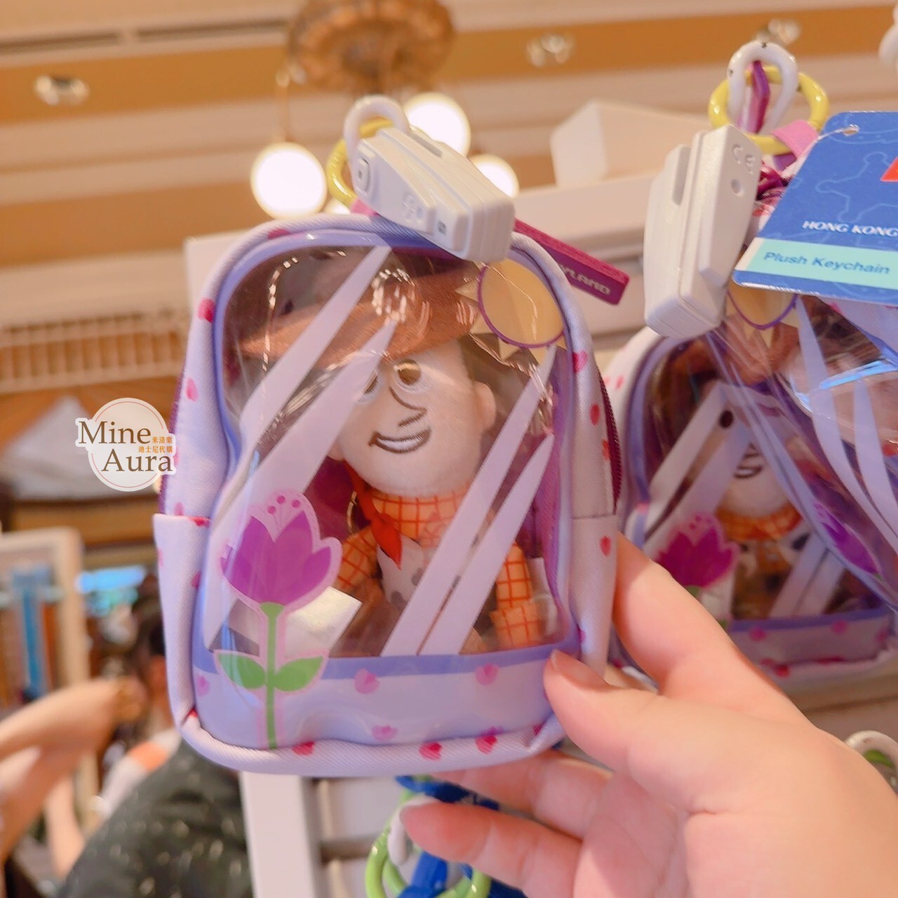 胡迪 Woody 絨毛 鑰匙圈 吊飾 + 透明 收納包 娃包 玩具總動員 Toy Story -香港迪士尼樂園