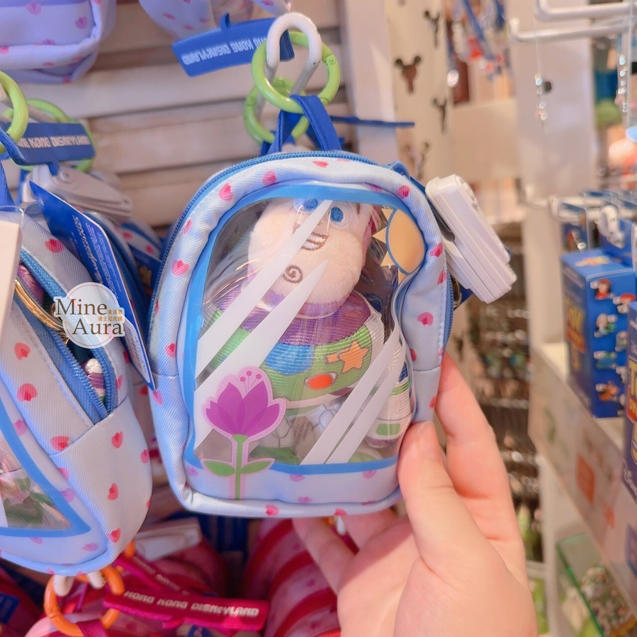 巴斯光年 Buzz Lightyear 絨毛 鑰匙圈 吊飾 + 透明 收納包 娃包 玩具總動員 Toy Story -香港迪士尼樂園