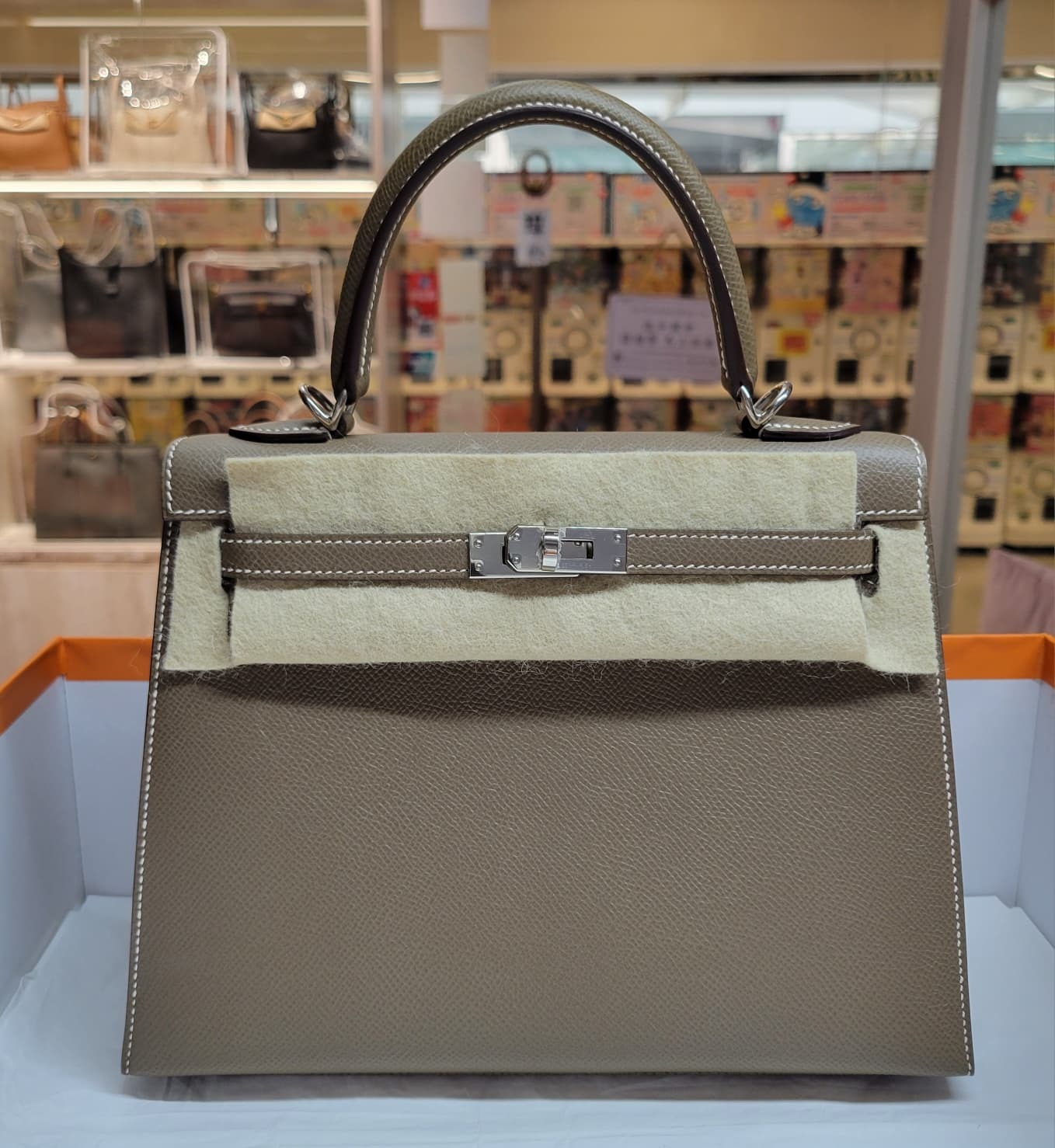 UNUSED KELLY 25 ETOUPE CK EPSOM 大象灰銀扣