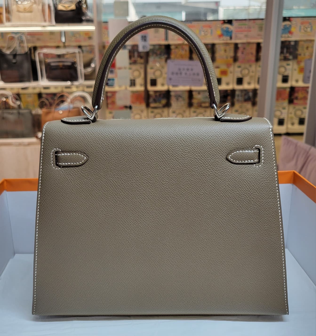 UNUSED KELLY 25 ETOUPE CK EPSOM 大象灰銀扣