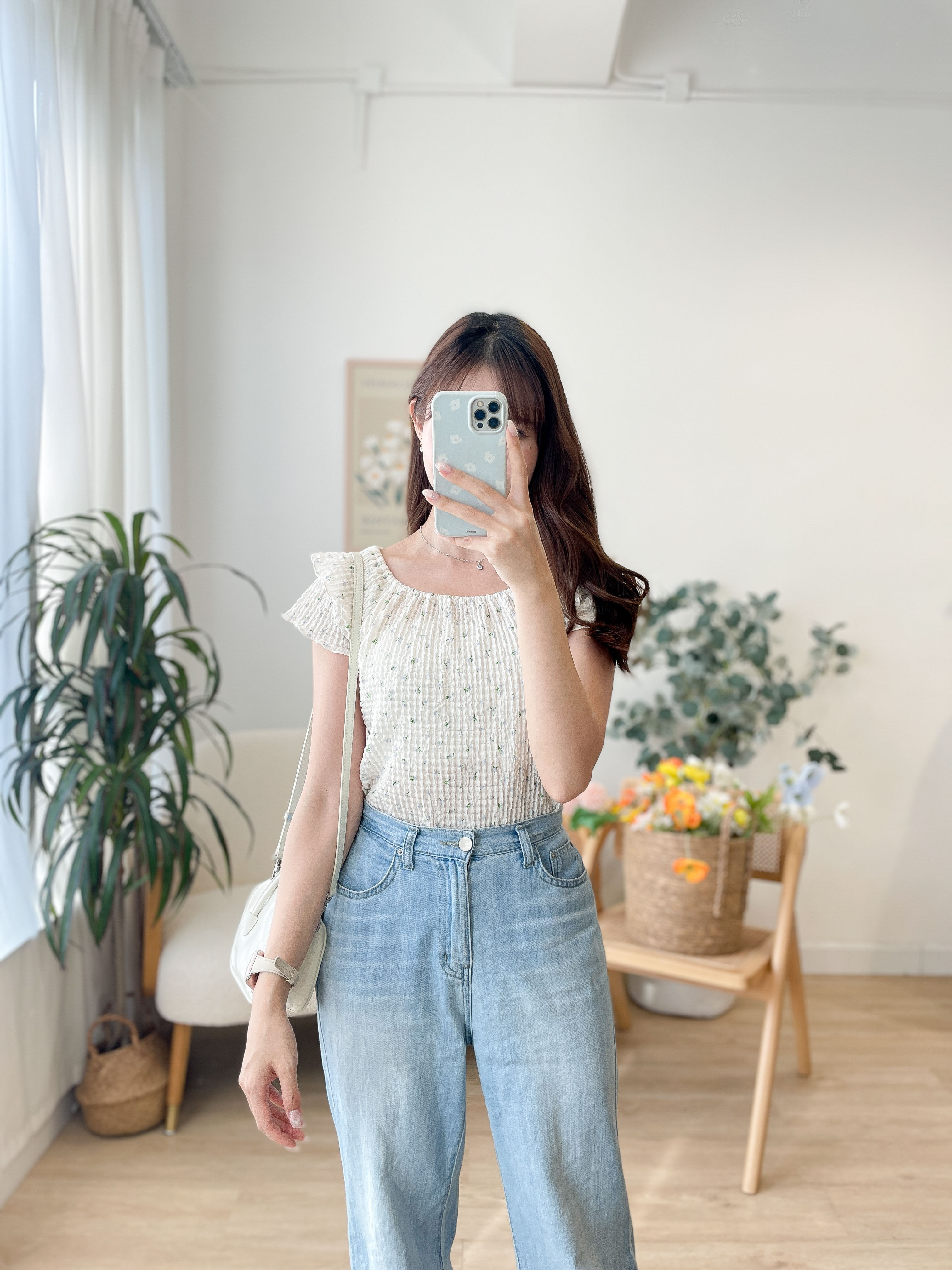 T1564 Summer Garden Crinkle Top