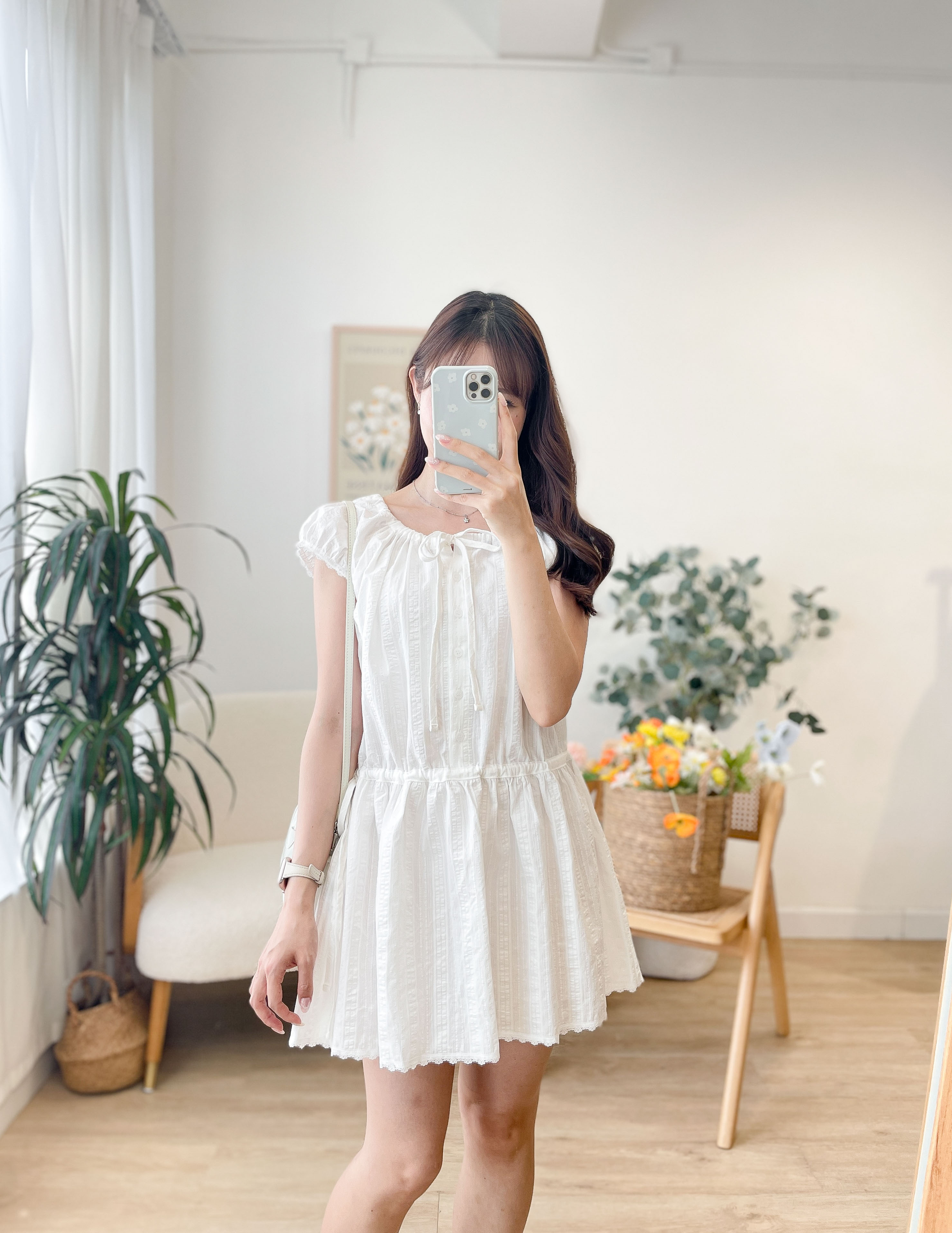 OP709 Sweet Drawstring Mini Dress