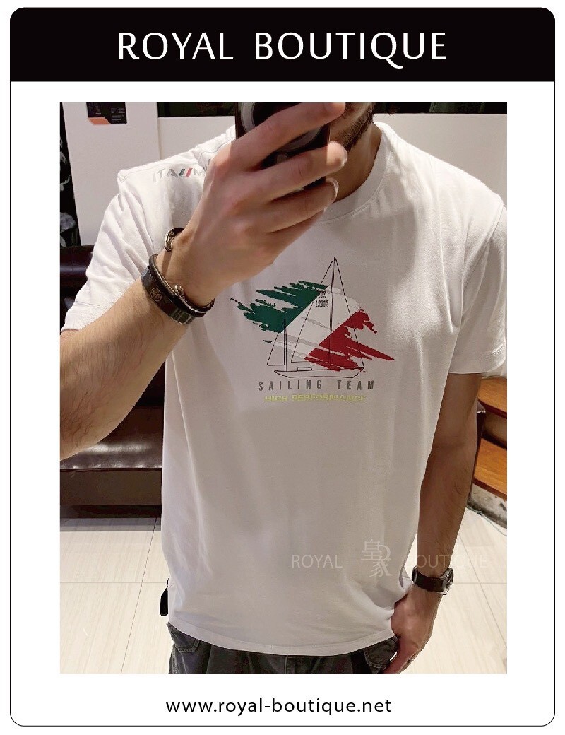 MARINA MILITARE 胸前塗鴉印花彈性短T